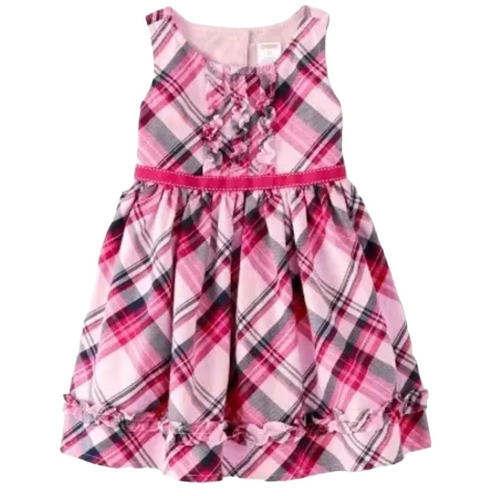 Gymboree Girls Pink Plaid Cotton Twill Dress Preppy Puppy Size 2T